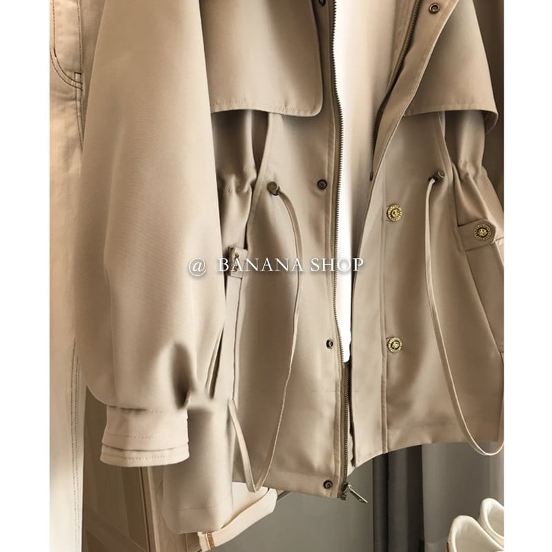 Νέο φθινοπωρινό γυναικείο κοντό αντιανεμικό μπουφάν με κουκούλα μονό στήθος Γυναικείο αντιανεμικό μπουφάν 2022