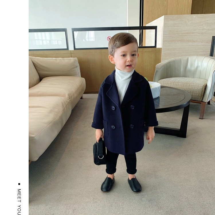 Dječja zimska jakna Vuneni kaput za dječake Vunena gornja odjeća Zimska jakna za dječake Dječja odjeća Topla deblja jakna za dječake Dječja odjeća