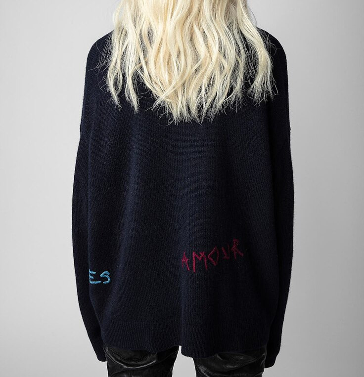 100% kašemre Ženski pulover s leptirovim cvjetnim vezom i dugim rukavima s o-izrezom, modni ženski puloveri od pletiva 2022. novo