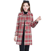 JAUNS Rudens Ziemas Vilnas Mētelis Sieviešu Režģis Mēteļi Sieviešu Apģērbi 5XL Gari Virsdrēbes Ikdienas Vilnas Mujer Mēteļi Casaco Fem