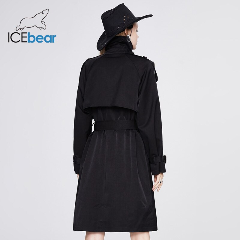 ICEbear női középhosszú trench kabát 2021 új széldzseki őszi kétsoros szélálló kabát 92322