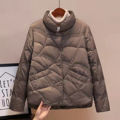 2022. gada jauns korejiešu modes elegants sieviešu mēteļi, polsterēti kokvilnas mēteļi, stāva apkakle, vienrindas parkas, siltas jakas ar garām piedurknēm