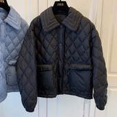 Χειμερινό μπουφάν γυναικείο πέτο με διαμάντι με δικτυωτό πλέγμα ελαφρύ και λεπτό κοντό 2021 Παχύ ζεστό κορεάτικο μοντέρνο παλτό διασημοτήτων στο Διαδίκτυο