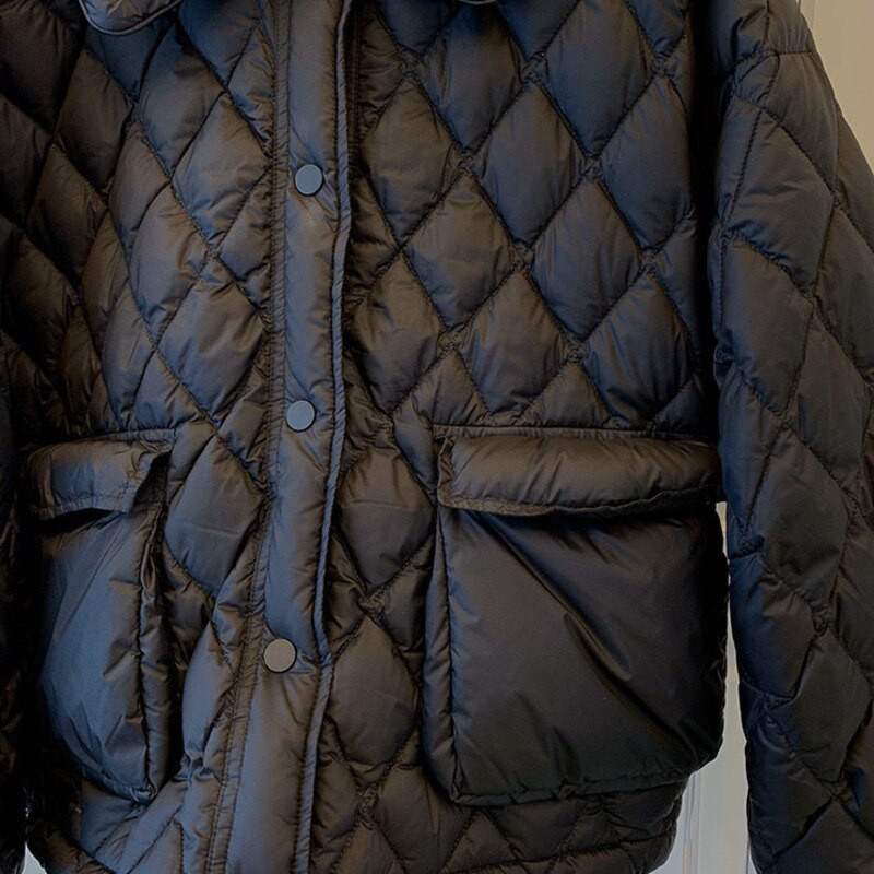 Χειμερινό μπουφάν γυναικείο πέτο με διαμάντι με δικτυωτό πλέγμα ελαφρύ και λεπτό κοντό 2021 Παχύ ζεστό κορεάτικο μοντέρνο παλτό διασημοτήτων στο Διαδίκτυο