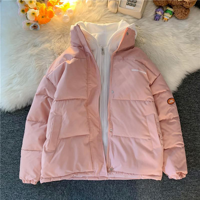 2022 Γυναικείο παλτό με καπιτονέ χειμωνιάτικο τζάκετ Χοντρό βαμβακερό παλτό γυναικείο μεγάλου μεγέθους Φαρδιά υπερμεγέθη παλτό με κουκούλα κοντά παρκά