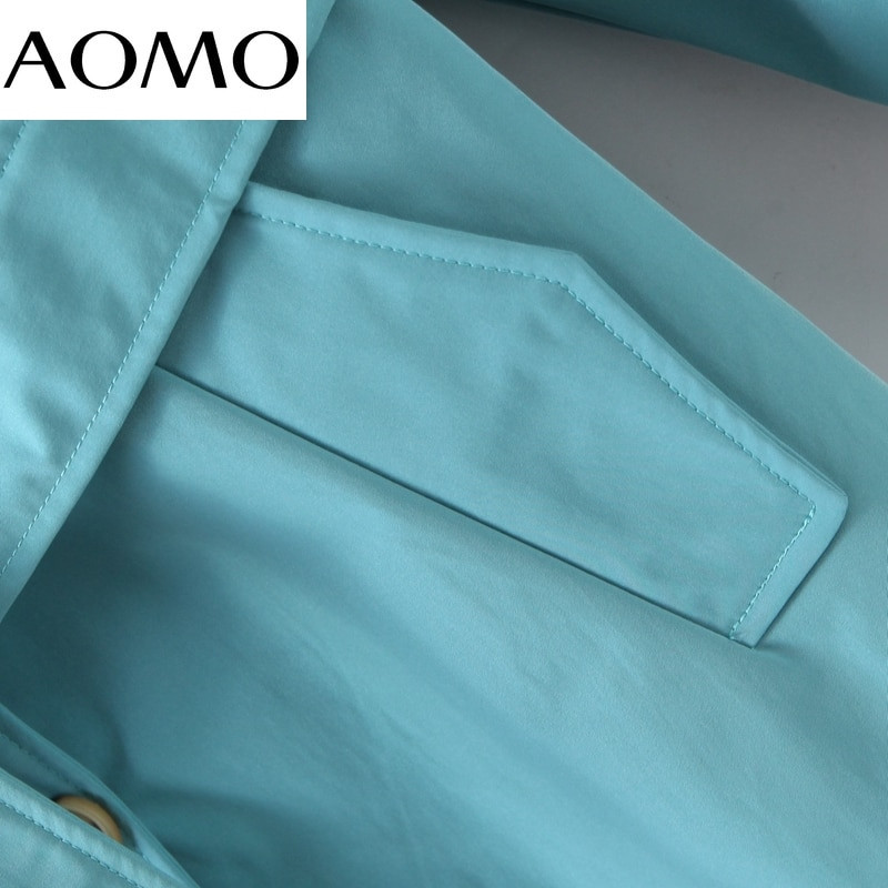 AOMO Γυναικεία Μασίφ Μασίφ Μακριά Καμπαρντίνα με Ζώνη 2021 Φθινοπωρινό Κομψό Γυναικείο Αντιανεμικό 2Z14A