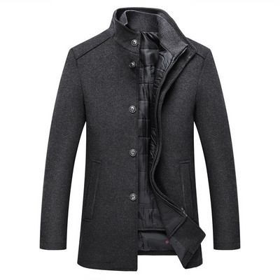Mountainskin ziemas vīriešu vilnas jaka Slim Fit, biezs silts mētelis ar regulējamu vesti Vīriešu vilnas jakas Vīriešu zīmola apģērbs SA857