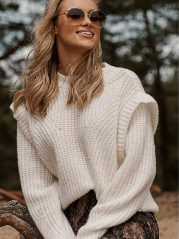 Rudens ziemas vienkrāsains trikotāžas džemperis Modes piepilsētas stila sieviešu īss džemperis ar apaļu kakla izgriezumu, brīvi trikotāžas izstrādājumi ar garām piedurknēm