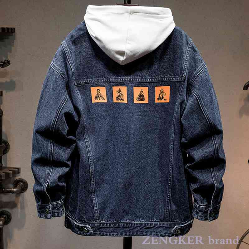 Φθινοπωρινό τζιν μπουφάν Ανδρικό τζιν Ανδρικό τζιν τζιν ανδρικό τζιν μπουφάν Loose Top Plus Size Ανδρικό μπουφάν Black Tide 7XL