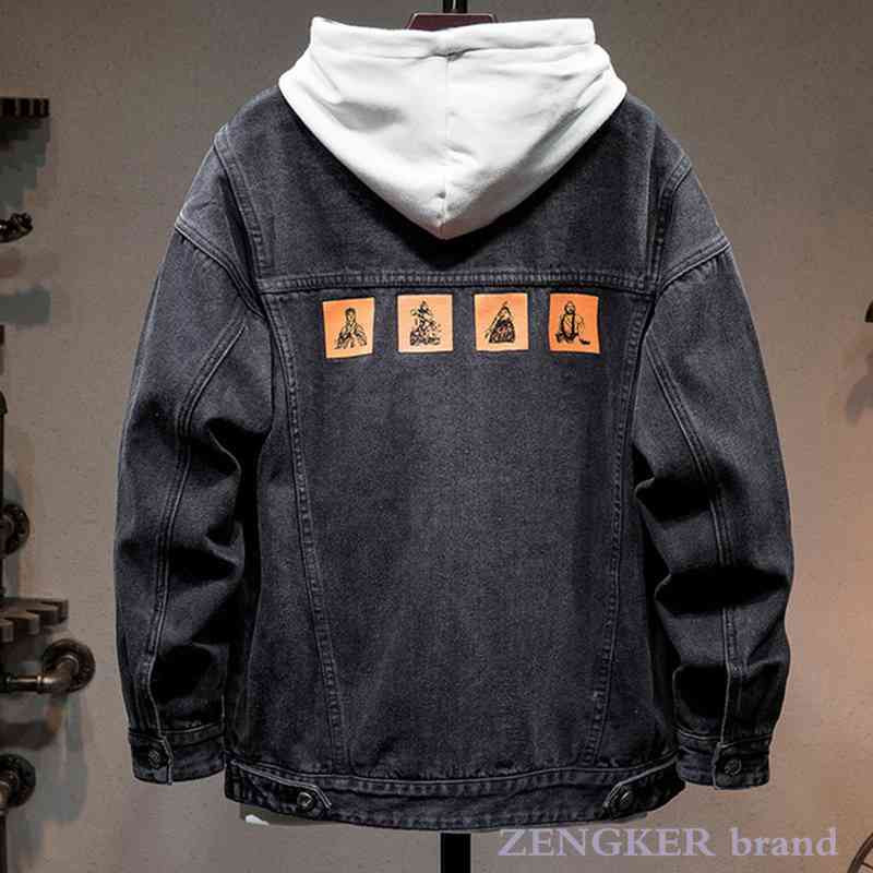 Φθινοπωρινό τζιν μπουφάν Ανδρικό τζιν Ανδρικό τζιν τζιν ανδρικό τζιν μπουφάν Loose Top Plus Size Ανδρικό μπουφάν Black Tide 7XL