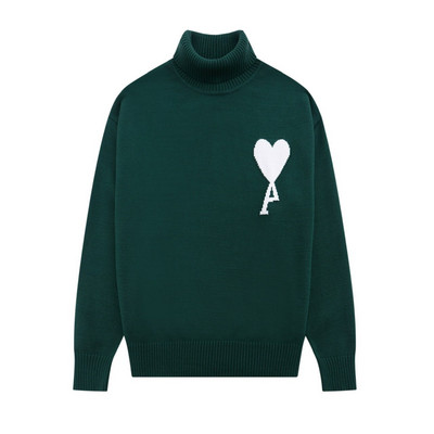 Ανδρικό και γυναικείο πουλόβερ με ζιβάγκο με μεγάλη ροδακινί καρδιά, χαλαρά ζεστά ρούχα, γαλλική μάρκα, μόδα, πουλόβερ Y2k Trf Traf