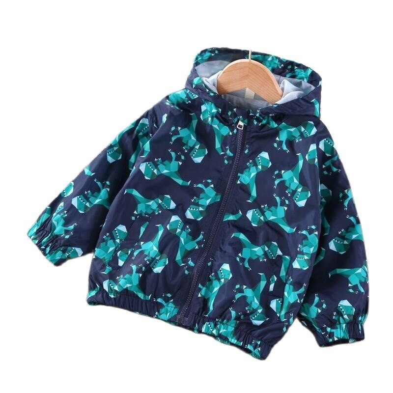 Zēnu jakas 2–6 gadiem — 2022. gada pavasara un rudens karikatūra, zaļa rāvējslēdzēja veste, bērnu apģērba mētelis