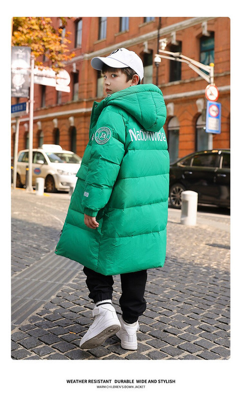 Детско зимно пухено яке за момче Водоустойчиво дълго топло зимно връхно облекло за момче Палто 5-14 години Детско тийнейджърско момче Парка