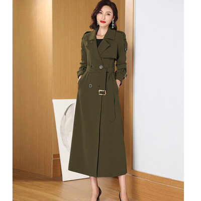 Γυναικείες μακριές καμπαρντίνες Νέο ανοιξιάτικο φθινοπωρινό πέτο με διπλό στήθος Slim Windbreaker England Professional γυναικείο μακρύ παλτό
