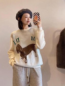 2022 őszi és téli új, kerek nyakú gyapjú pulóver, női pulóver