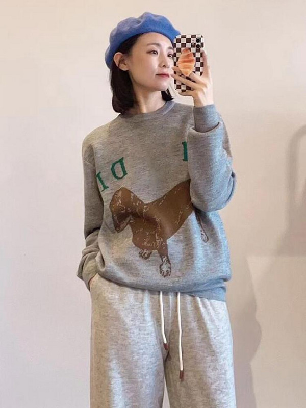 2022 őszi és téli új, kerek nyakú gyapjú pulóver, női pulóver