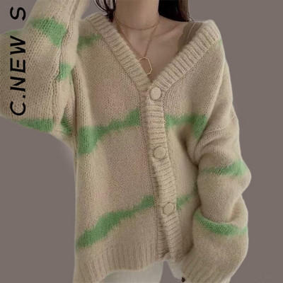 C.New S trikotāžas modes sieviešu džemperis, lēts, vienkāršs tops sieviešu brīvs ielas apģērbs, silts sieviešu džemperis ar V-veida kakla izgriezumu, pamata sieviešu topi