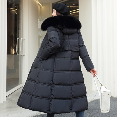 Yitimoky Parkas mētelis sievietēm elegants ar kapuci sieviešu ziema 2022 silta lapsas kažokāda balta pīļu dūnu gara jaka sieviešu apģērba mētelis