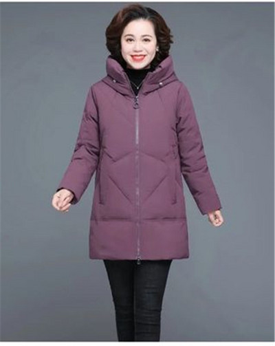 Parko dydis 5XL 6XL Moteriškas vėjui atsparus laisvas šiltas viršutinis drabužis žieminis paltas 2021 Vidutinio amžiaus mama Nauja medvilninė paminkštinta striukė su ilgu gobtuvu
