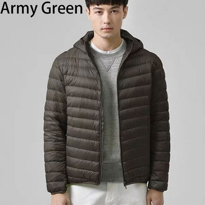 Ανδρικό εξαιρετικά ελαφρύ βαμβακερό μπουφάν Χειμερινό αντιανεμικό Ζεστό παλτό πάρκα Μόδα παλτό με κουκούλα Κοντό ανδρικό πανωφόρι με λεπτή γραμμή