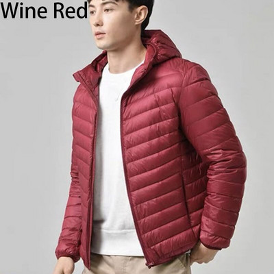 Ανδρικό εξαιρετικά ελαφρύ βαμβακερό μπουφάν Χειμερινό αντιανεμικό Ζεστό παλτό πάρκα Μόδα παλτό με κουκούλα Κοντό ανδρικό πανωφόρι με λεπτή γραμμή