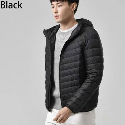 Ανδρικό εξαιρετικά ελαφρύ βαμβακερό μπουφάν Χειμερινό αντιανεμικό Ζεστό παλτό πάρκα Μόδα παλτό με κουκούλα Κοντό ανδρικό πανωφόρι με λεπτή γραμμή