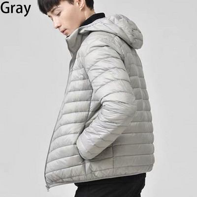 Ανδρικό εξαιρετικά ελαφρύ βαμβακερό μπουφάν Χειμερινό αντιανεμικό Ζεστό παλτό πάρκα Μόδα παλτό με κουκούλα Κοντό ανδρικό πανωφόρι με λεπτή γραμμή