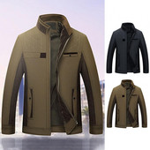 Ανδρικό γιακά αντιανεμικό μονόχρωμο casual παλτό ανοιχτό μπροστά λεπτό βαμβακερό Μεσήλικα ανδρικό χειμερινό τζάκετ