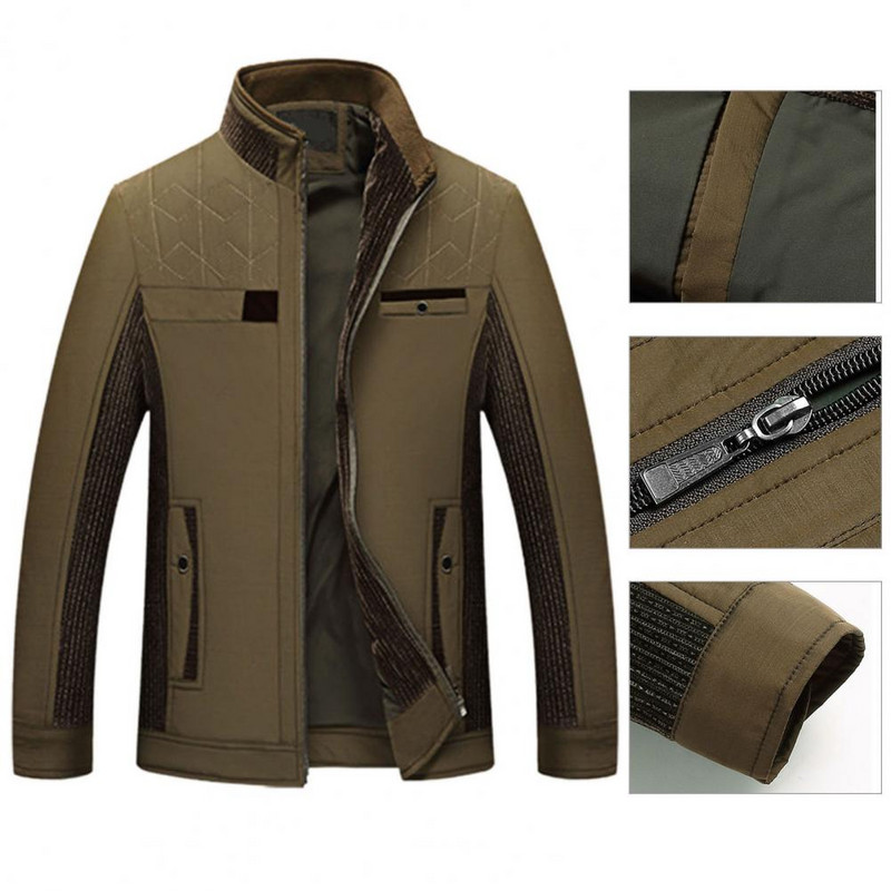 Ανδρικό γιακά αντιανεμικό μονόχρωμο casual παλτό ανοιχτό μπροστά λεπτό βαμβακερό Μεσήλικα ανδρικό χειμερινό τζάκετ