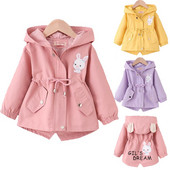 Φθινοπωρινό παλτό για κορίτσια 2022 Cute Rabbit Can Tighten Waist Φούτερ με κουκούλα για παιδιά Παιδιά Χριστουγεννιάτικο δώρο γενεθλίων Windbreaker