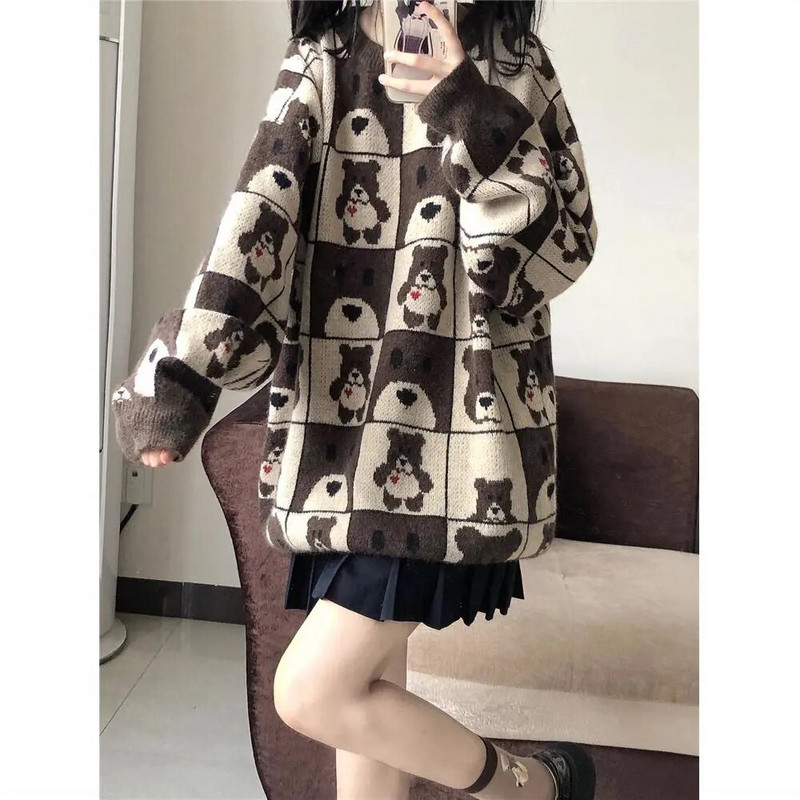 Y2K vintage χαλαρό χαριτωμένο γυναικείο πουλόβερ 2022 νέο φθινοπωρινό χειμερινό πουλόβερ τεμπέλικο πουλόβερ με κέντημα με καυτά μπλουζάκια μόδας