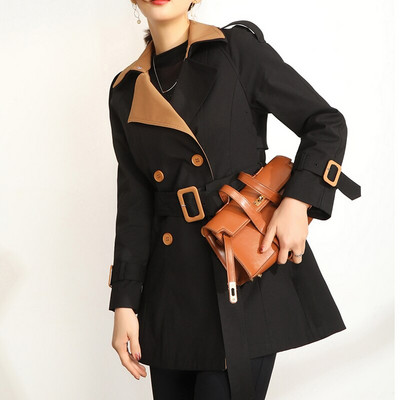 Vrhunska kontra kratka jakna Ženska proljetna i jesenska trenč kaput u britanskom stilu s novim temperamentom u kontrastnoj boji