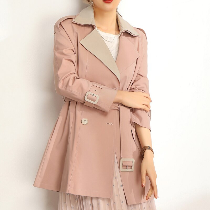 Vrhunska kontra kratka jakna Ženska proljetna i jesenska trenč kaput u britanskom stilu s novim temperamentom u kontrastnoj boji