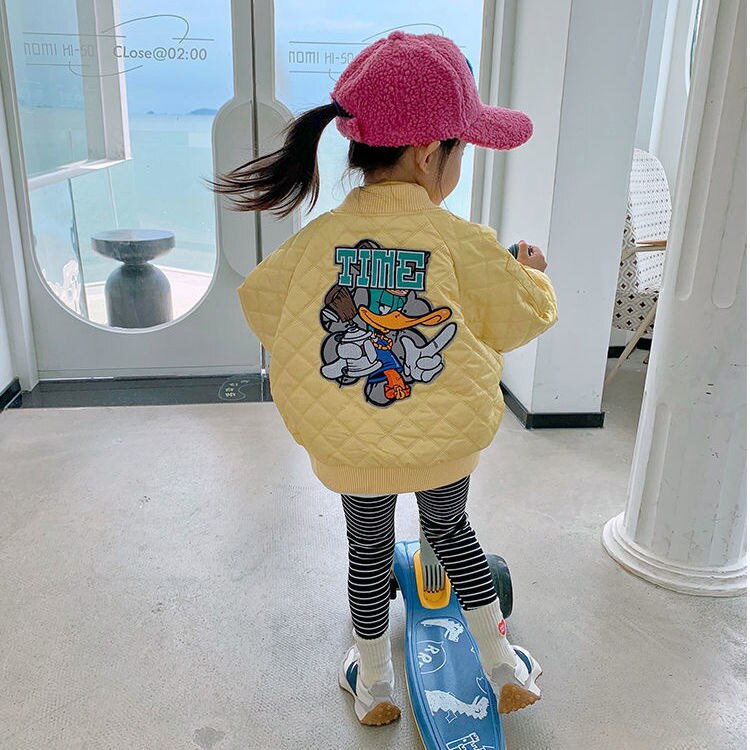 2022 New Baby Western Style Leisure φθινοπωρινά και χειμερινά ρούχα Παιδικά κορεατικά μονόχρωμα καπιτονέ παλτό μπέιζμπολ