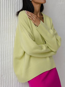 Naiste kampsun, sügistalvise V-kaelusega paksud soojad kampsunid naiste ülisuured vabaaja avara kootud pullover, moodsad soliidsed džempertopid