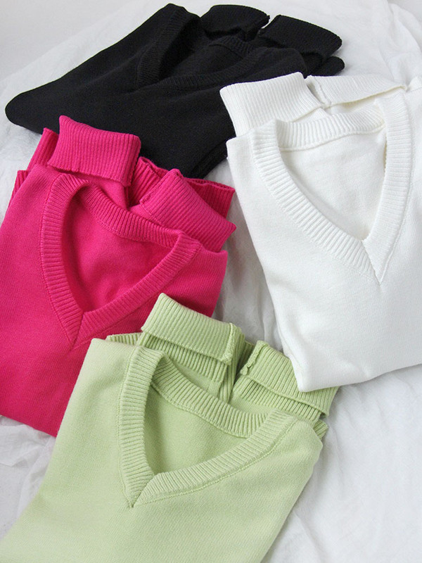 Naiste kampsun, sügistalvise V-kaelusega paksud soojad kampsunid naiste ülisuured vabaaja avara kootud pullover, moodsad soliidsed džempertopid