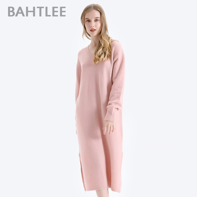 BAHTLEE Γυναικείο πουλόβερ γιακ βελούδινο πουλόβερ Φθινοπωρινό χειμωνιάτικο μάλλινο πλεκτό πουλόβερ μακριά μανίκια V-λαιμόκοψη Loose στυλ