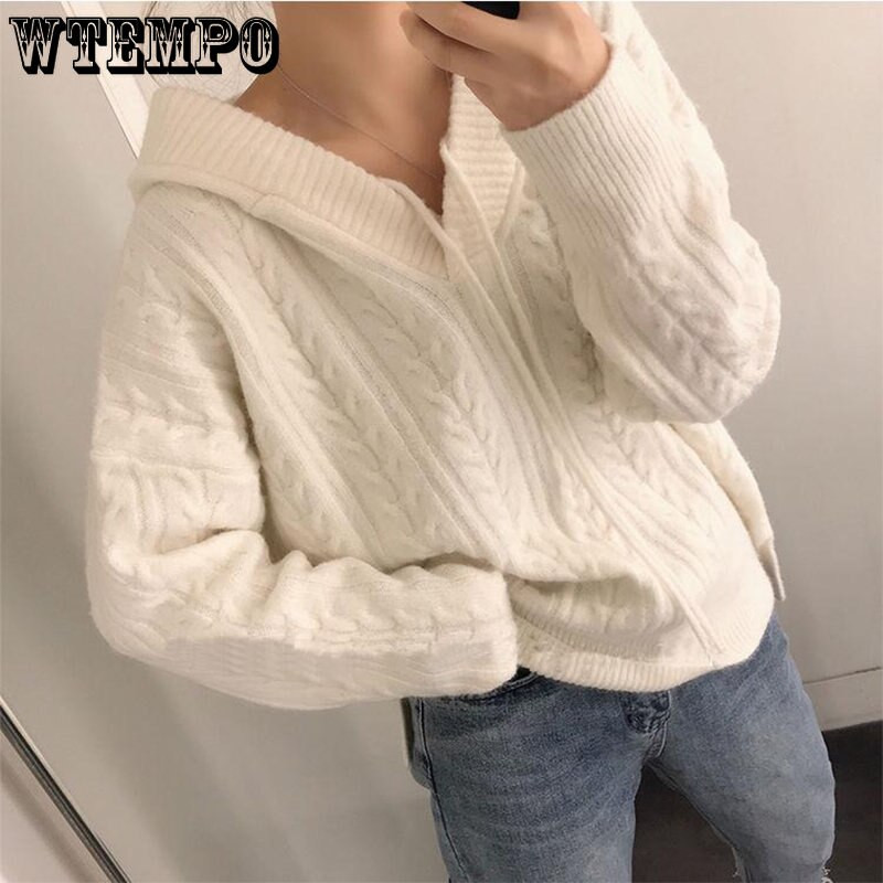 Μακρύ μακρυμάνικο πουλόβερ με κουκούλα για φοιτητές Φαρδιά και καθημερινή ευέλικτη μπλούζα φθινοπώρου και χειμώνα μπορεί να φορεθεί εκτός χονδρικής