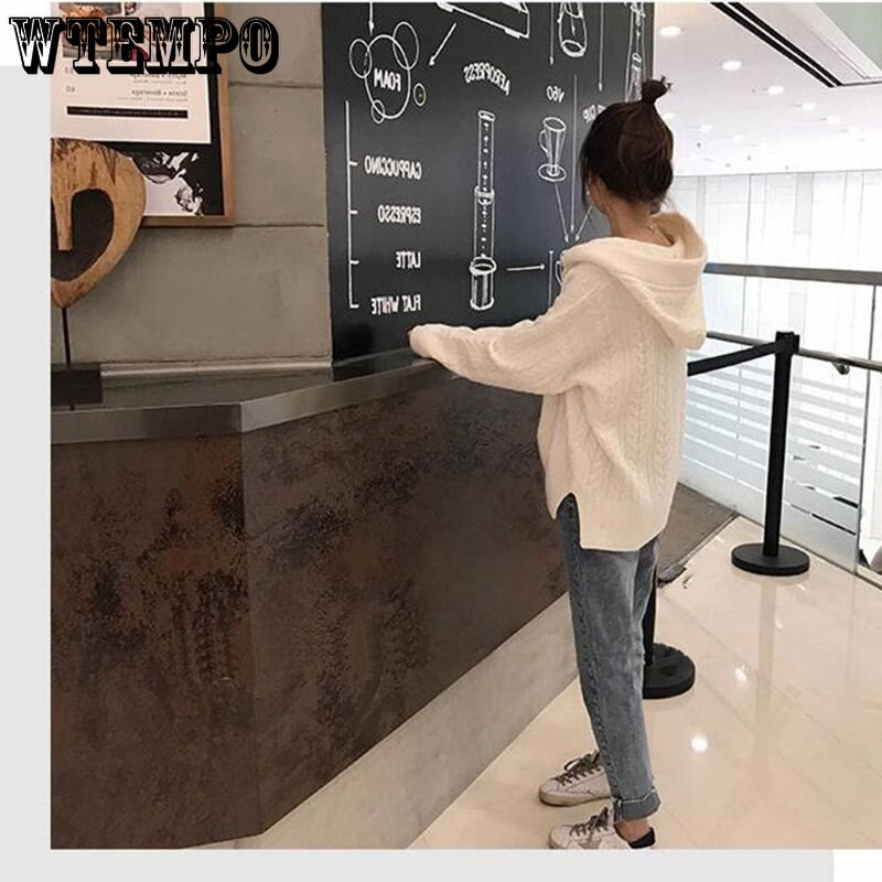 Μακρύ μακρυμάνικο πουλόβερ με κουκούλα για φοιτητές Φαρδιά και καθημερινή ευέλικτη μπλούζα φθινοπώρου και χειμώνα μπορεί να φορεθεί εκτός χονδρικής