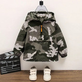 Jauns pusaudžu bērnu apģērbs zēnu pulovers ar kapuci Vējjaka plānā jaka pavasara rudens mazulis zēnu maskēšanās korejiešu tops