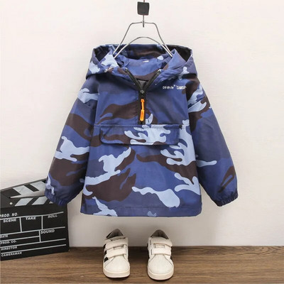 Jauns pusaudžu bērnu apģērbs zēnu pulovers ar kapuci Vējjaka plānā jaka pavasara rudens mazulis zēnu maskēšanās korejiešu tops