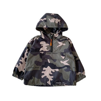 Jauns pusaudžu bērnu apģērbs zēnu pulovers ar kapuci Vējjaka plānā jaka pavasara rudens mazulis zēnu maskēšanās korejiešu tops