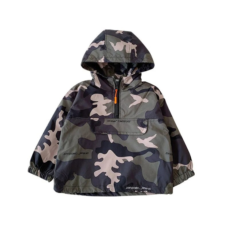 Jauns pusaudžu bērnu apģērbs zēnu pulovers ar kapuci Vējjaka plānā jaka pavasara rudens mazulis zēnu maskēšanās korejiešu tops