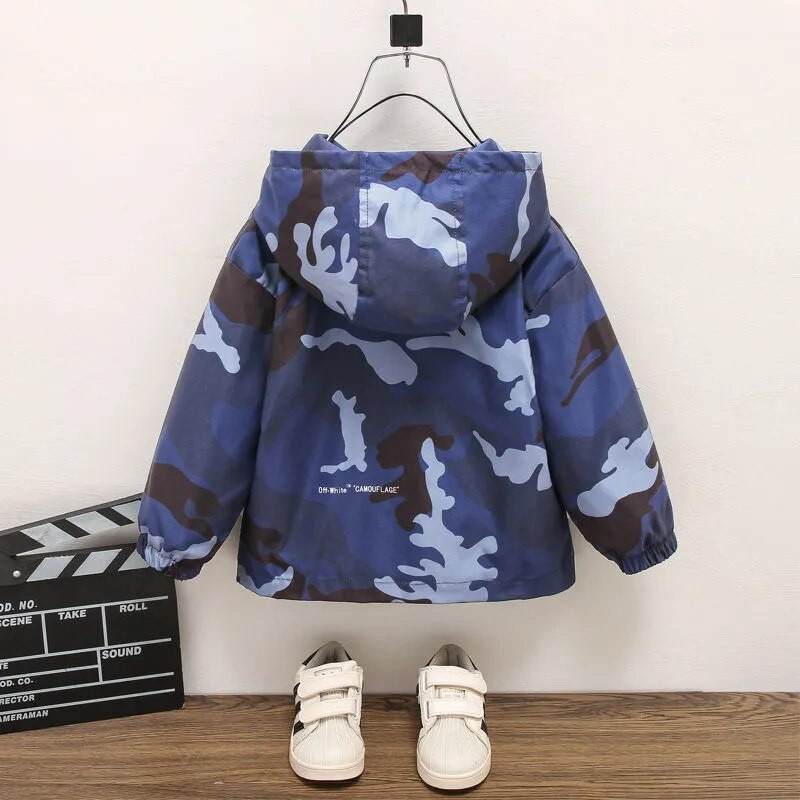 Jauns pusaudžu bērnu apģērbs zēnu pulovers ar kapuci Vējjaka plānā jaka pavasara rudens mazulis zēnu maskēšanās korejiešu tops