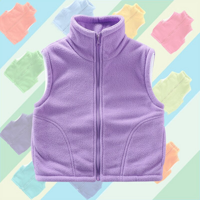 Meiteņu bezpiedurkņu veste jaka jauniešu mētelis zēniem meitenēm bērnu veste polārais vilnas bērnu veste silta ziemas 100-150 cm džemperis veste