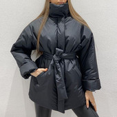 Fandy Lokar Simple Collected Waisted Parkas Sieviešu Modes Mēteļi Sieviešu Eleganta Apkakle Ikdienas kokvilnas Jakas Sieviešu Sieviešu