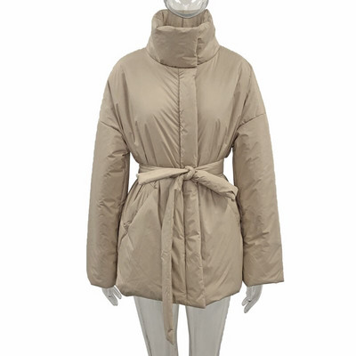 Fandy Lokar Simple Collected Waisted Parkas Sieviešu Modes Mēteļi Sieviešu Eleganta Apkakle Ikdienas kokvilnas Jakas Sieviešu Sieviešu