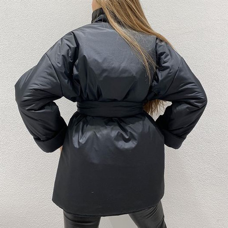 Fandy Lokar Simple Collected Waisted Parkas Sieviešu Modes Mēteļi Sieviešu Eleganta Apkakle Ikdienas kokvilnas Jakas Sieviešu Sieviešu