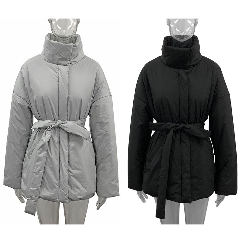 Fandy Lokar Simple Collected Waisted Parkas Sieviešu Modes Mēteļi Sieviešu Eleganta Apkakle Ikdienas kokvilnas Jakas Sieviešu Sieviešu