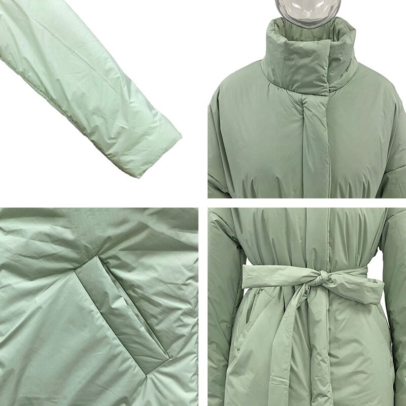 Fandy Lokar Simple Collected Waisted Parkas Sieviešu Modes Mēteļi Sieviešu Eleganta Apkakle Ikdienas kokvilnas Jakas Sieviešu Sieviešu